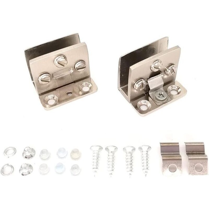 2 darabos rozsdamentes acél zsanér készlet üvegajtókhoz, borosszekrényekhez, fúrás nélkül