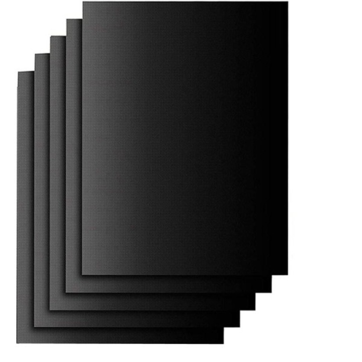 Set 5 covorase pentru gratar, negru, 33x40cm, material Teflon si fibra de sticla