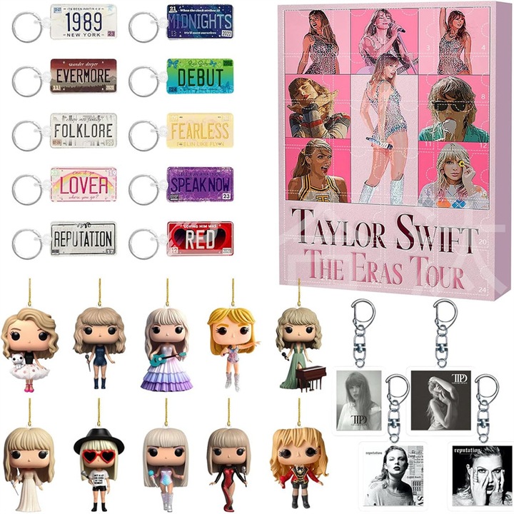 Calendar cu 24 papusi si brelocuri, Taylor Swift, PVC