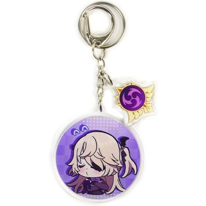 Kulcstartó 2 medállal, Genshin Impact, akril, 5.2x4.8cm, többszínű