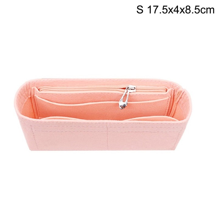 Textil táskarendező, rózsaszín, különböző méretekben, többzsebes szett