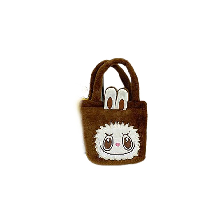Geanta fetita, LABUBU, plus desen animat, geanta tote, maro, 17 x 6, 5 x 24 cm
