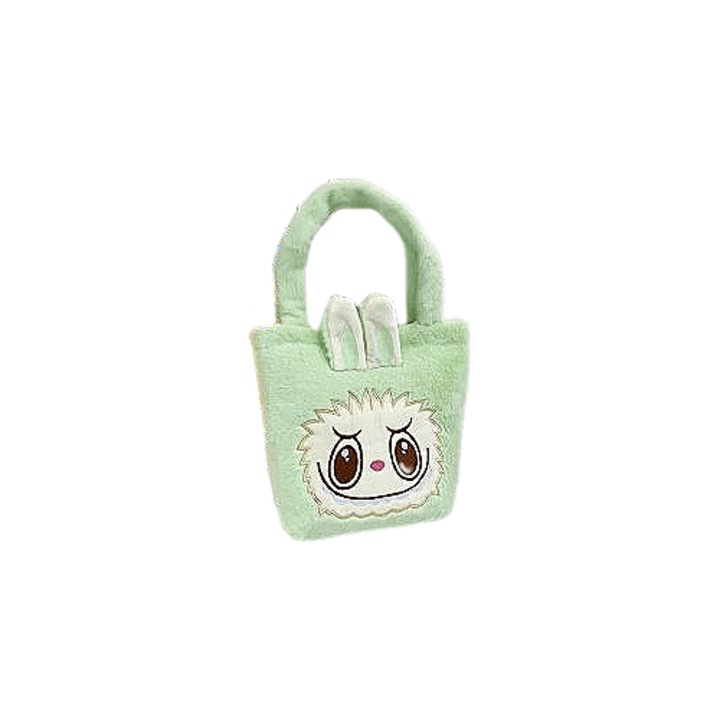 Geanta fetita, LABUBU, plus desen animat, geanta tote, verde, 17 x 6.5 x 24 cm