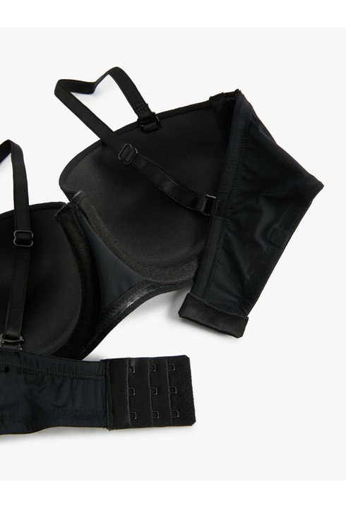 KOTON, Sutien push-up cu bretele ajustabile, Negru