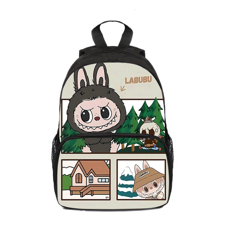 Labubu hátizsák, poliészter, többszínű, LBB-125, 34 X 25 X 11 cm