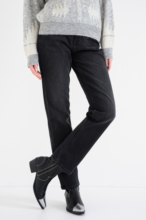 Mustang, Blugi cu croiala dreapta si talie medie Brooks, Negru