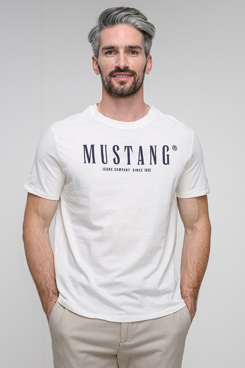 Mustang, Kerek nyakú logós póló, Fehér/Fekete