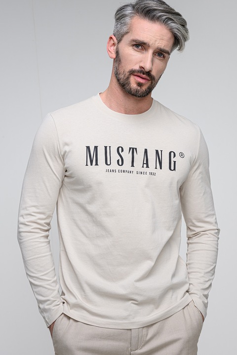 Mustang, Блуза Asheville с лого, Черен/Бежов, 2XL