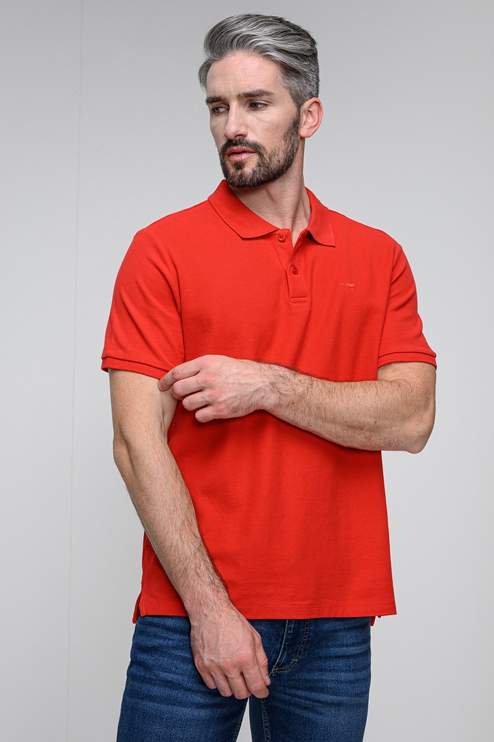 Mustang, Tricou din bumbac cu guler polo Palco, Coral, M