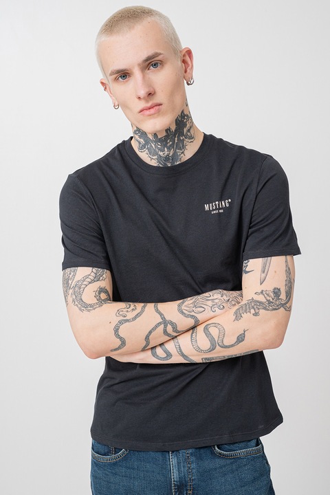 Mustang, Kerek nyakú pamutpóló, Fekete