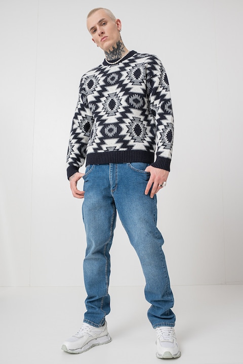 Mustang, Bloomfield mintás pulóver, Fehér/Fekete/Szürke