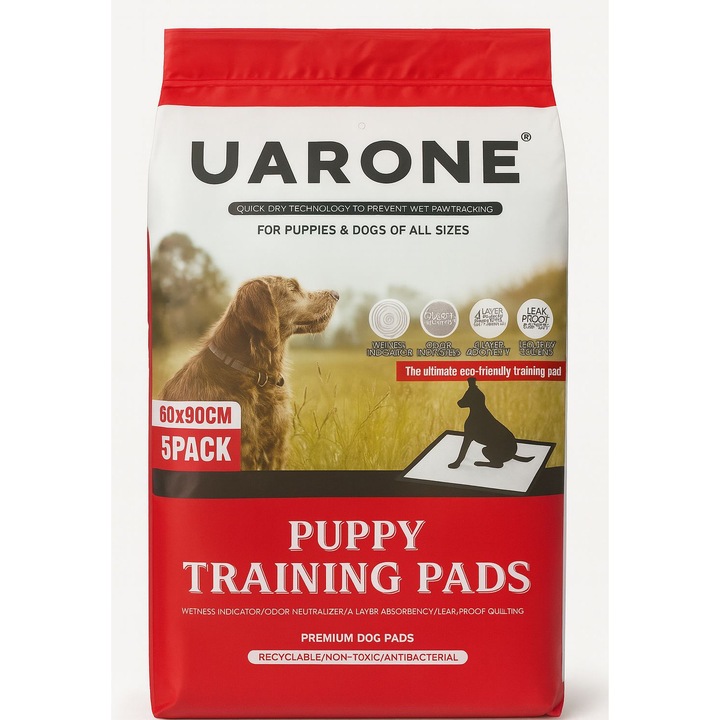 Nedvszívó szőnyegek, kiképzéshez, 60x90 cm, 5 db/csomag, nedvszívó betétek kutyáknak, macskáknak és más állatoknak, szakadásálló, antibakteriális és nem mérgező