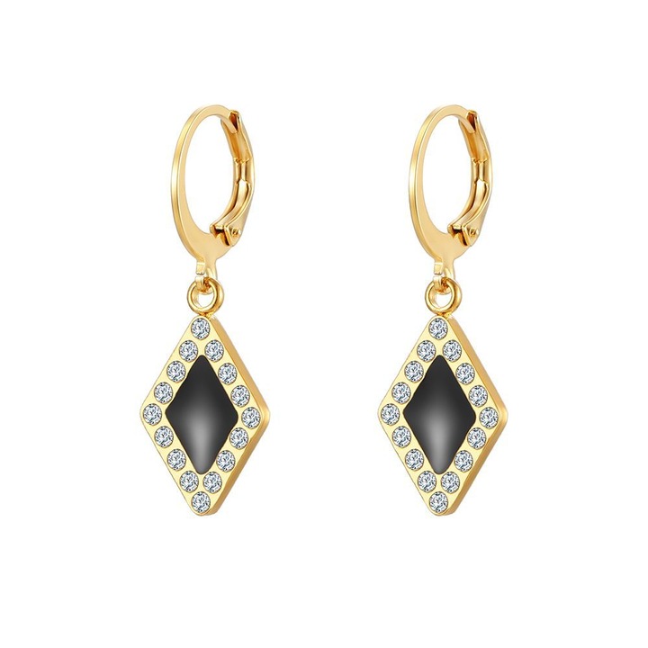 Обеци IMI от титаниева стомана, гравирани с диамант, златист