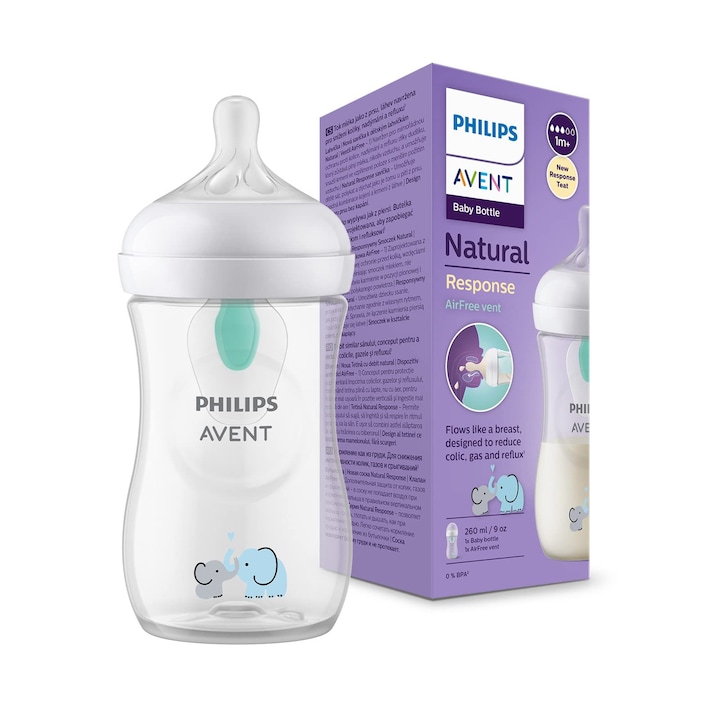 Шише Philips Avent Natural Response, 260 мл, без BPA, модел Elephant