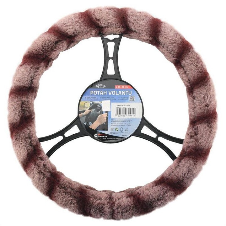 Husa volan 37-39cm, pufoasa Lemur roz, Compass 31481