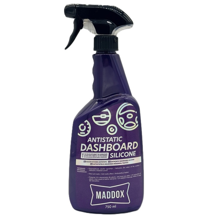Solutie auto spray bord silicon antistatic Maddox, 750ml, Antitstatic Dashboard Silicone