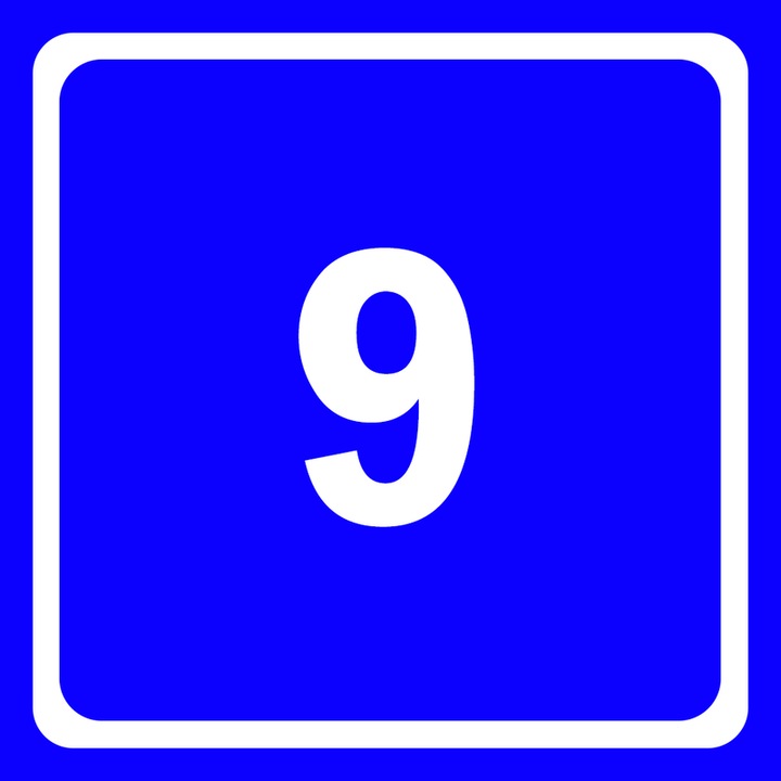 Eticheta stil numar indicator 9, Autoadeziv, Cri-Flo, Culoare Albastru, Dimensune 100x100mm