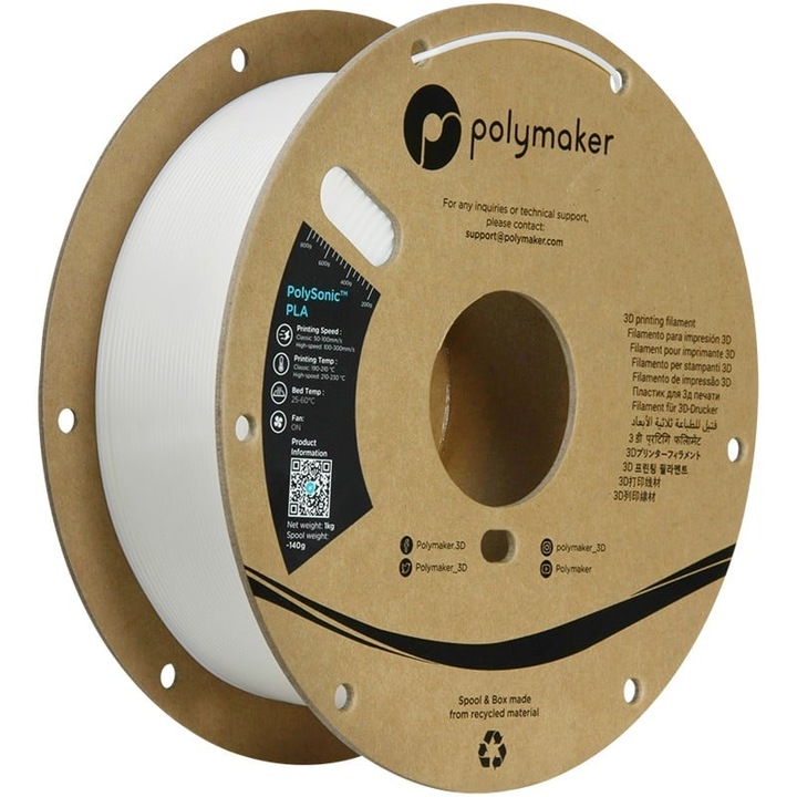 PolySonic PLA 1.75mm White (Alb) 1kg