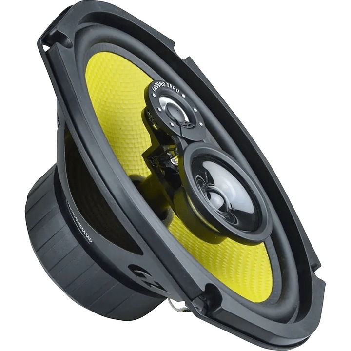 Difuzor auto coaxial 3 cai, Ground Zero, GZTF 69X, 130W RMS, Galben, 6x9"