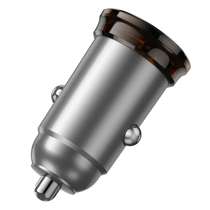 Hoco NZ16A autós töltő 1xUSB-A és 1xUSB-C csatlakozással + Type-C - Lightning kábellel 43W QC3.0 - fémszürke