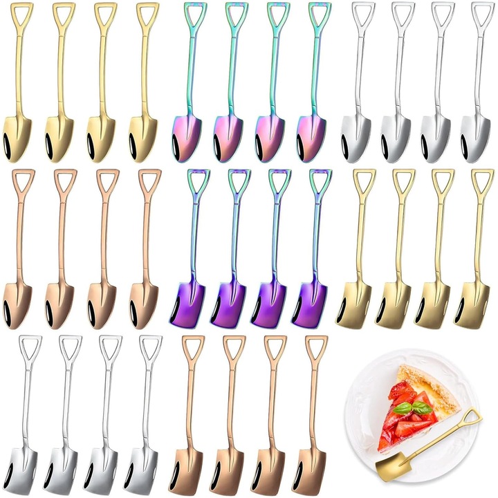 Set 32 Bucati Lingurite Din inox XTUDOU, Patru Culori, Potrivite Pentru Ceai Si Cafea