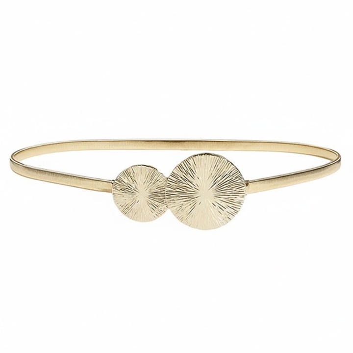 Curea dama extensibila, stil elegant, metalica, cu catarama cercuri, auriu