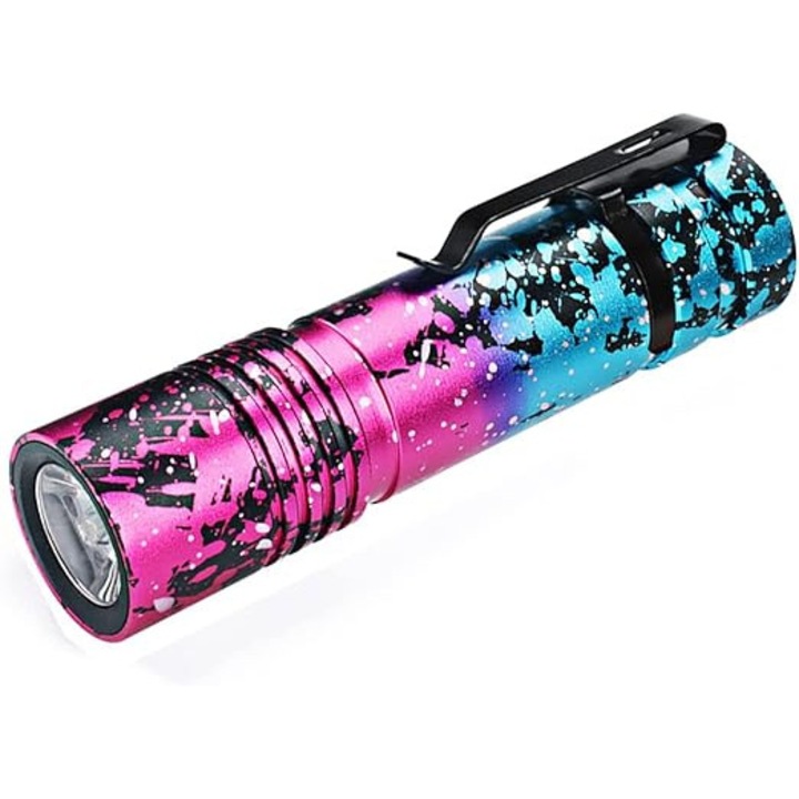 ULTRAFIRE мини LED фенер розов, 800 lm, 5 режима, тактически, презареждащ се с USB, с вградена батерия - идеален за деца, къмпинг и дейности на открито