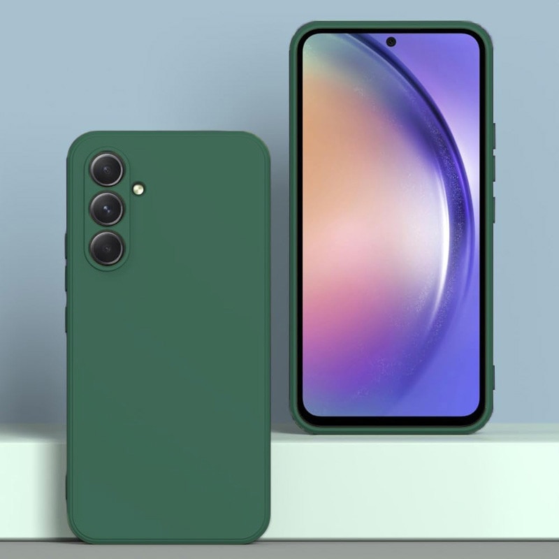 Husa pentru Samsung Galaxy A54, silicon lichid, Calitate Premium, Interior din Microfibra, Protectie Sporita, Antisoc, Verde inchis