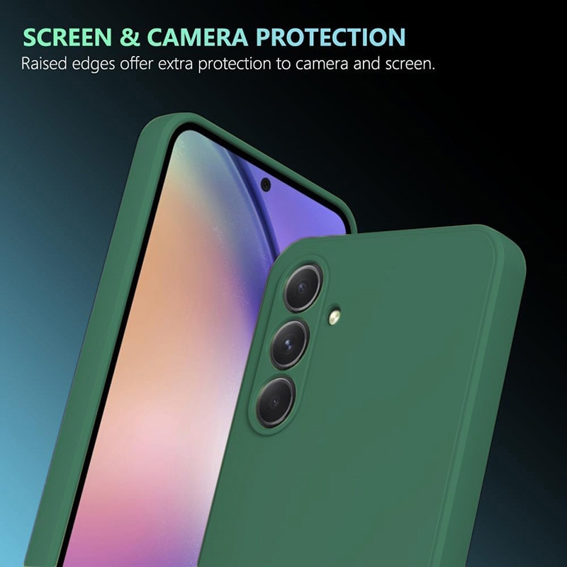 Husa pentru Samsung Galaxy A54, silicon lichid, Calitate Premium, Interior din Microfibra, Protectie Sporita, Antisoc, Verde inchis
