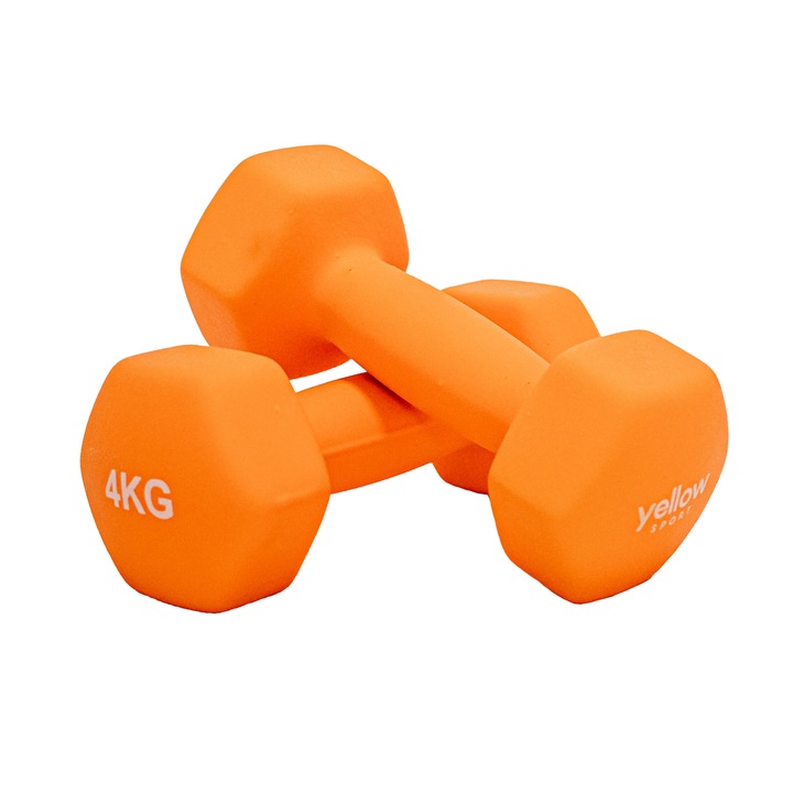 Комплект дъмбели yellowDUMBBELL 4 kg, оранжево, 2 броя, 21 x 11 см
