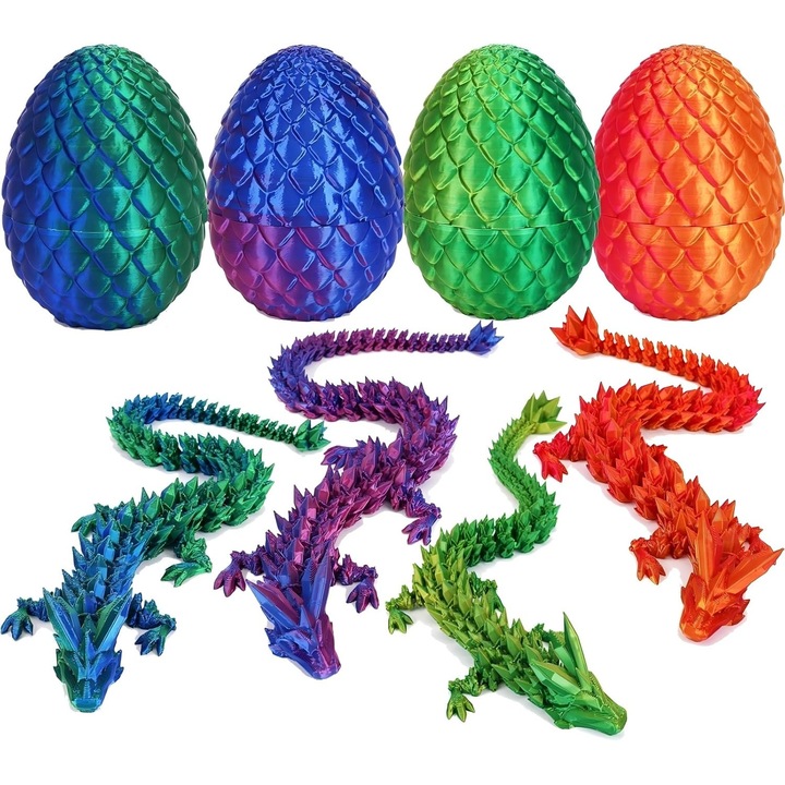 4 db-os sárkánytojás/4 db-os figura szett, OVERTANG, 7cm/12.7cm, Többszínű