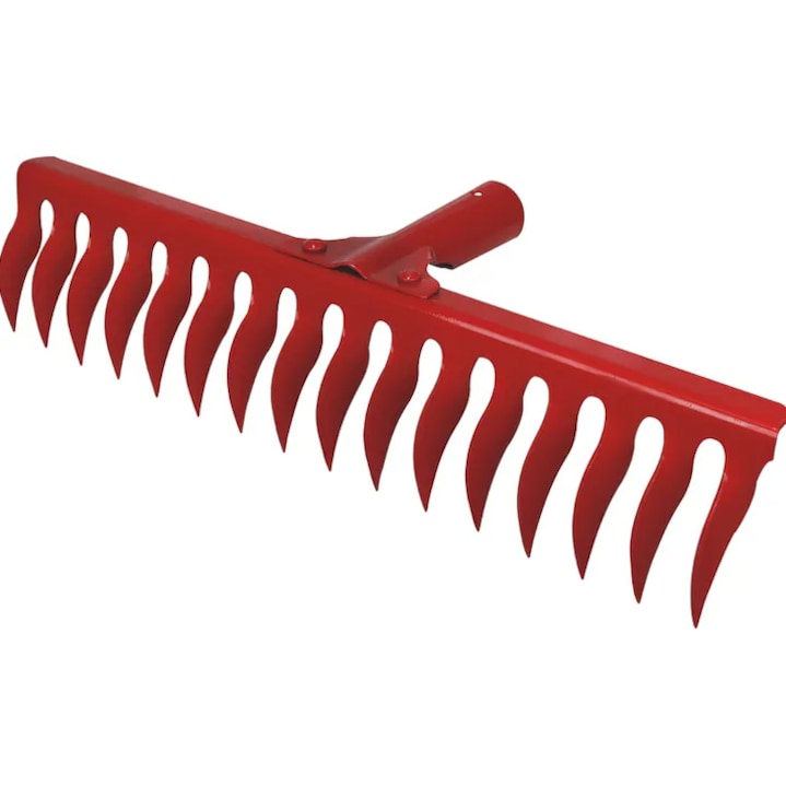Метална гребла, 18 вълнообразни зъба, ширина 460 мм, издръжлива, устойчива на корозия, идеална за градинарство, събиране на листа и изравняване на земята