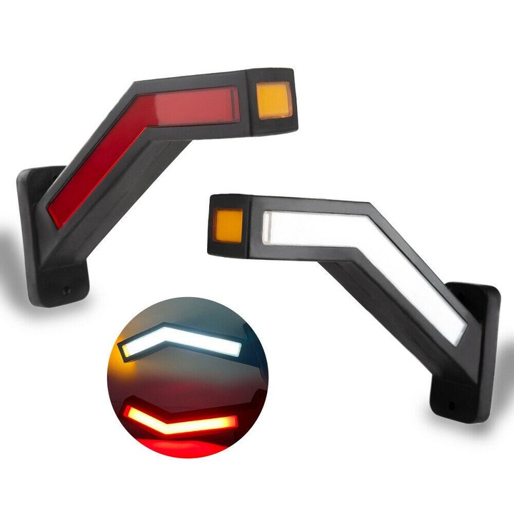 Set Lampa Gabarit, VisZone, Full LED, Semnalizare Dinamica, Design Unic, 3 Functii, Tip Coarne, 12-24V, Universal