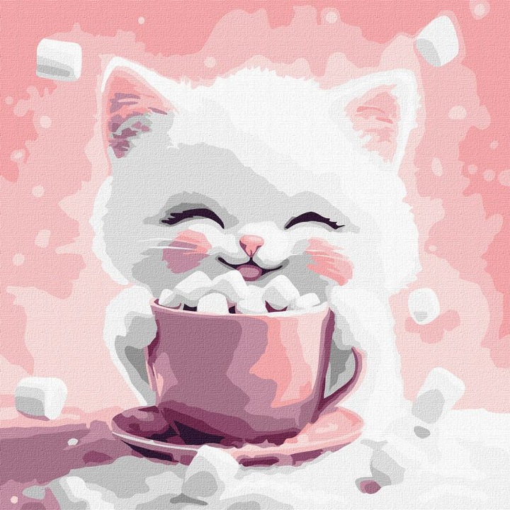 Set pictura pe numere, cu sasiu, Ciocolata pentru pisoi No2, 30x30 cm