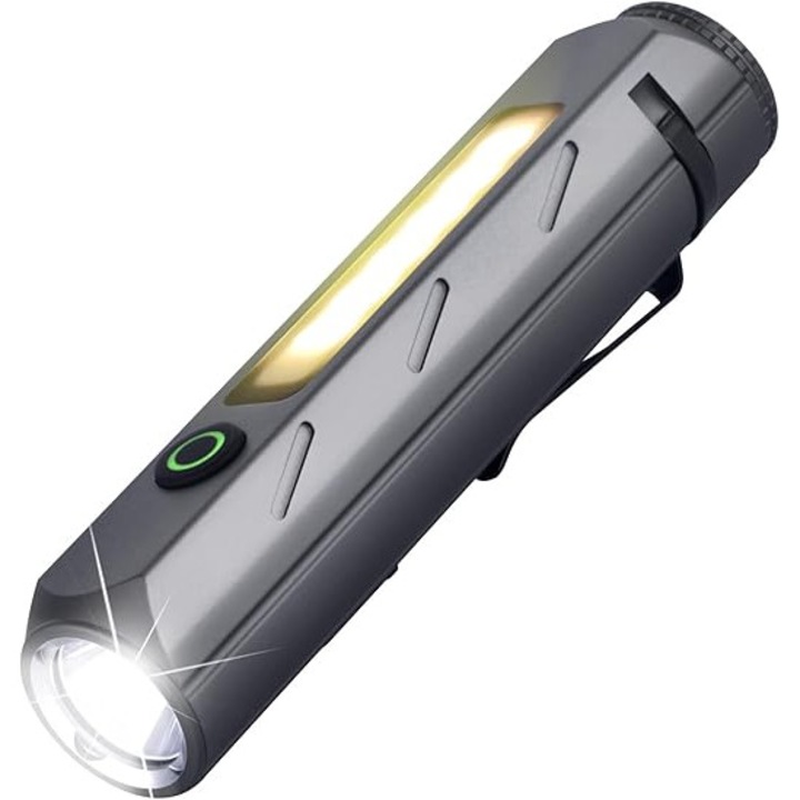 Тактически фенер ULTRAFIRE S2, 1400 лумена, 8 режима, черен, с щипка за колан