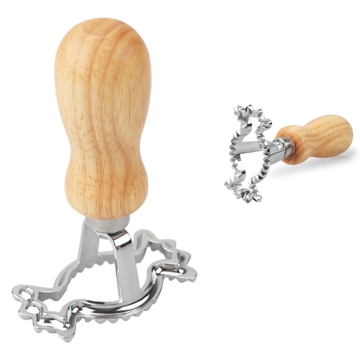 Forma pentru biscuiti/fursecuri/aluat, maner din lemn masiv + material din aliaj de zinc, forma de bomboane, 10.2*6.6 cm