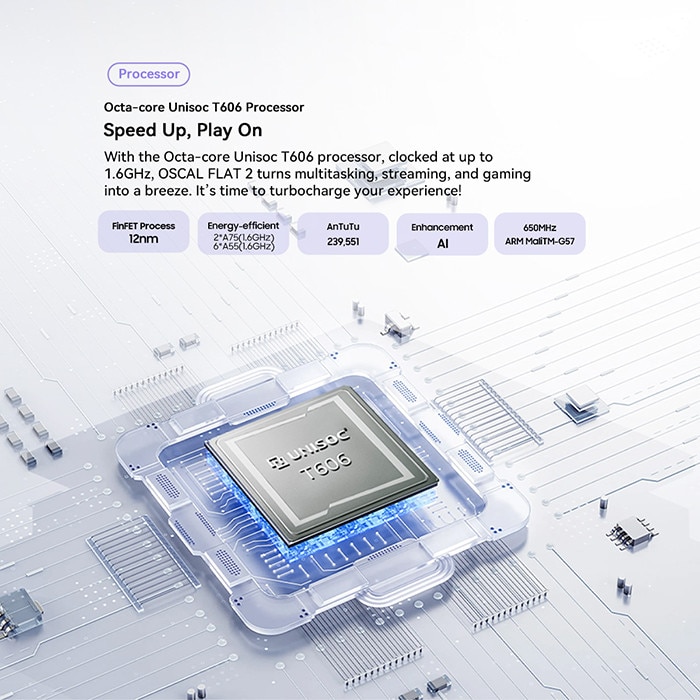 Telefon mobil Oscal FLAT 2, 5G, 12GB Ram(4GB + 8GB extensibili), 256GB, 8 nuclee, 6.67'' HD+, Android 14, 5000mAh, Rezistent la praf/anti-picatura/impermeabil, Deblocare amprenta/Fata ID/NFC, Negru