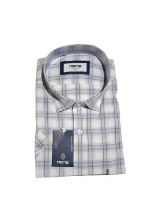 Férfi rövid ujjú ing, Nens-1879, Fehér/Szürke