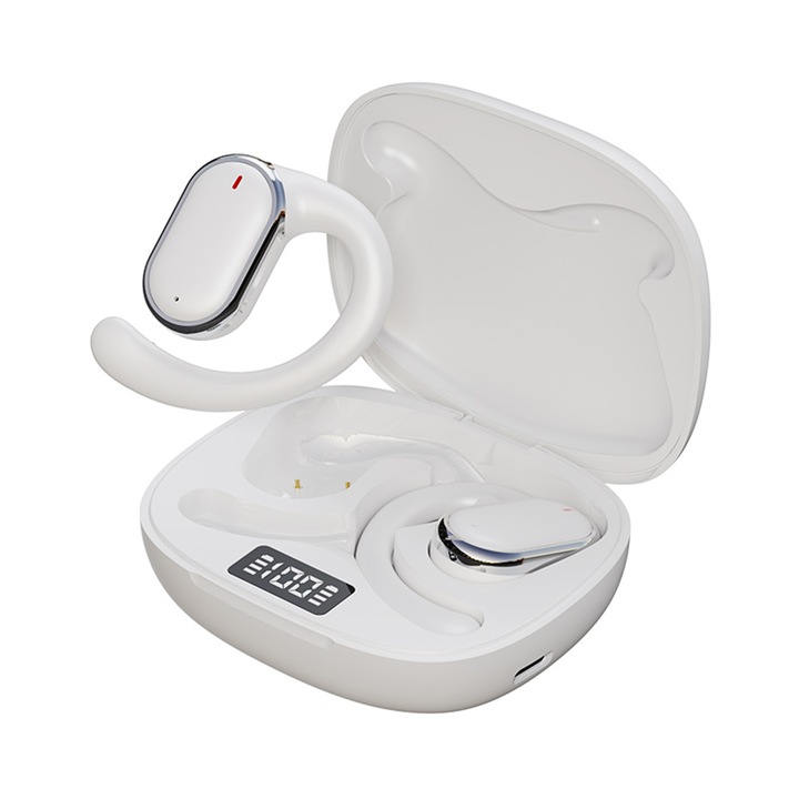 Casti Bluetooth Silongder, ajustabile, sunet panoramic, alb, 100g