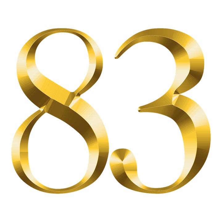 Numar cifra 83, Pentru casa, Efect 3D, Numere de usa, cutie postala, apartament, hotel, birou, camera, curte, cafenea, Autoadeziv, Cri-Flo, Culoare Auriu, Inaltime 8 cm