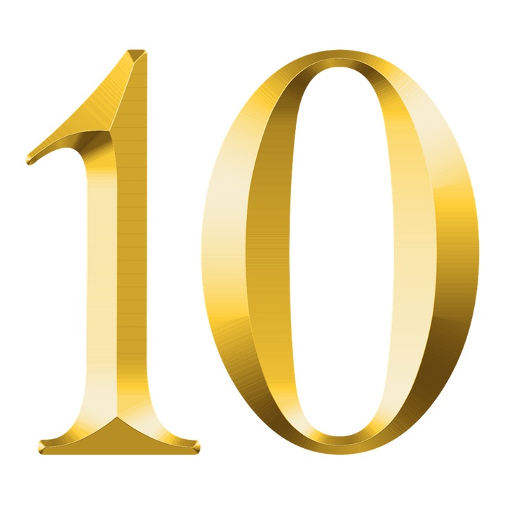 Numar cifra 10, Pentru casa, Efect 3D, Numere de usa, cutie postala, apartament, hotel, birou, camera, curte, cafenea, Autoadeziv, Cri-Flo, Culoare Auriu, Inaltime 8 cm