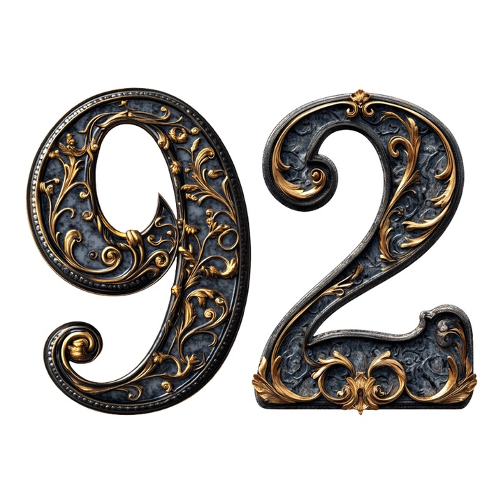 Numar cifra 92, Pentru casa, Efect 3D, Numere de usa, cutie postala, apartament, hotel, birou, camera, curte, cafenea, Autoadeziv, Cri-Flo, Culoare Negru, Inaltime 8 cm