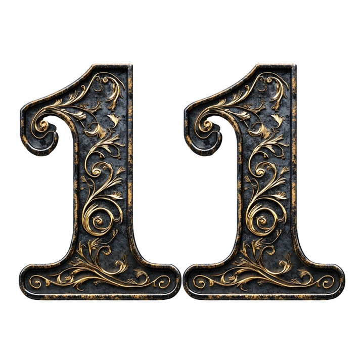 Numar cifra 11, Pentru casa, Efect 3D, Numere de usa, cutie postala, apartament, hotel, birou, camera, curte, cafenea, Autoadeziv, Cri-Flo, Culoare Negru, Inaltime 8 cm