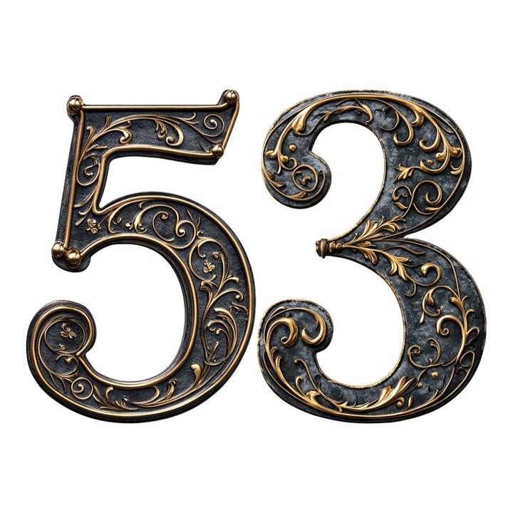 Număr pentru ușă 53, CRI-FLO, efect 3D, autoadeziv, negru, 8cm