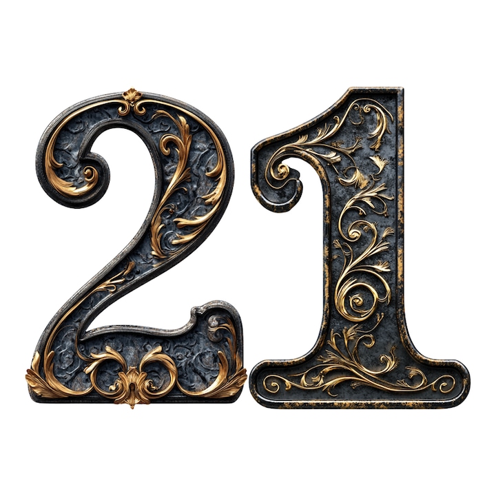 Numar cifra 21, Pentru casa, Efect 3D, Numere de usa, cutie postala, apartament, hotel, birou, camera, curte, cafenea, Autoadeziv, Cri-Flo, Culoare Negru, Inaltime 8 cm