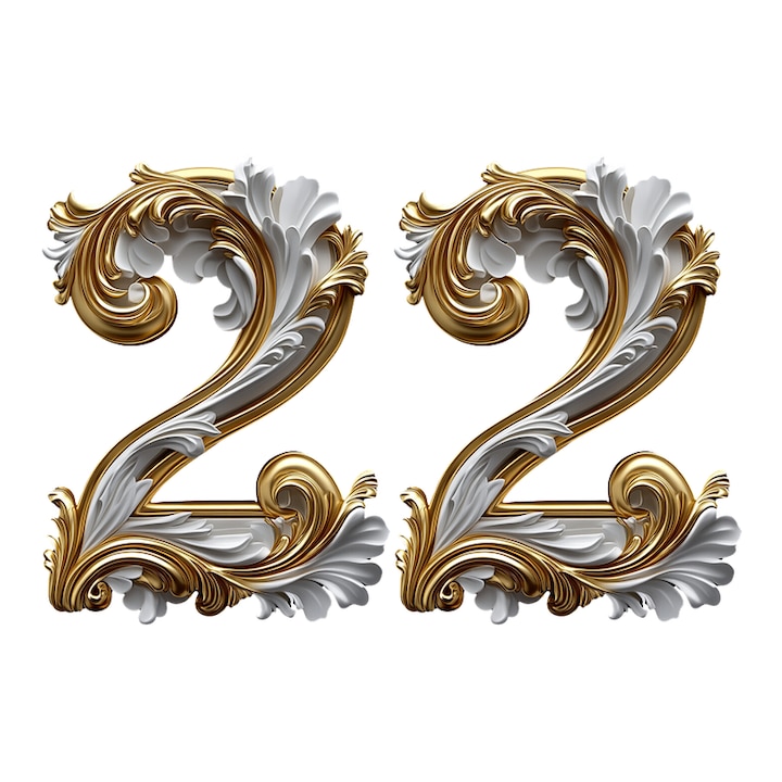 Numar cifra 22, Pentru casa, Efect 3D, Numere de usa, cutie postala, apartament, hotel, birou, camera, curte, cafenea, Autoadeziv, Cri-Flo, Culoare Alb, Inaltime 8 cm