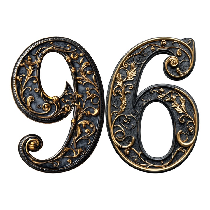 Numar cifra 96, Pentru casa, Efect 3D, Numere de usa, cutie postala, apartament, hotel, birou, camera, curte, cafenea, Autoadeziv, Cri-Flo, Culoare Negru, Inaltime 8 cm