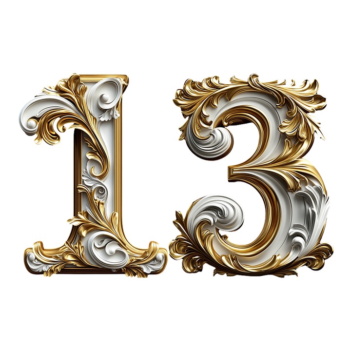 Numar cifra 13, Pentru casa, Efect 3D, Numere de usa, cutie postala, apartament, hotel, birou, camera, curte, cafenea, Autoadeziv, Cri-Flo, Culoare Alb, Inaltime 8 cm