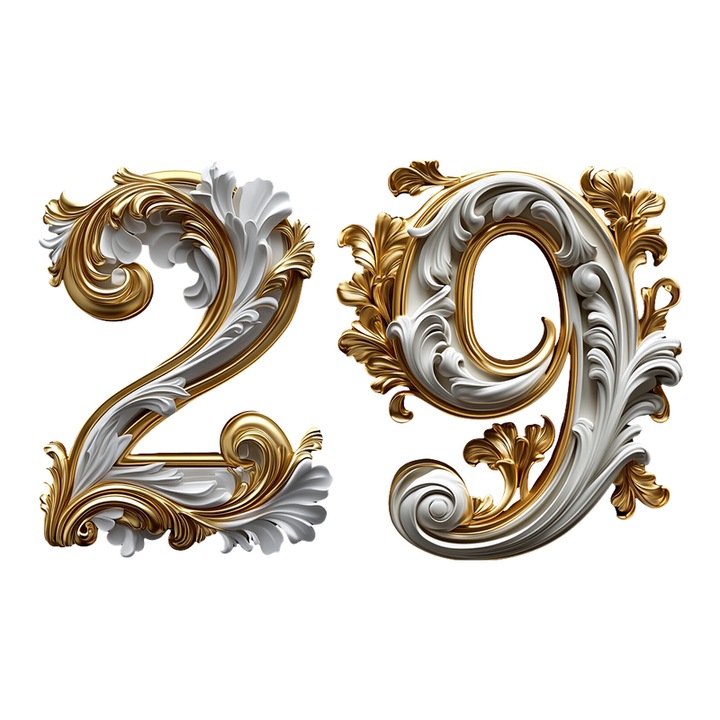 Numar cifra 29, Pentru casa, Efect 3D, Numere de usa, cutie postala, apartament, hotel, birou, camera, curte, cafenea, Autoadeziv, Cri-Flo, Culoare Alb, Inaltime 8 cm