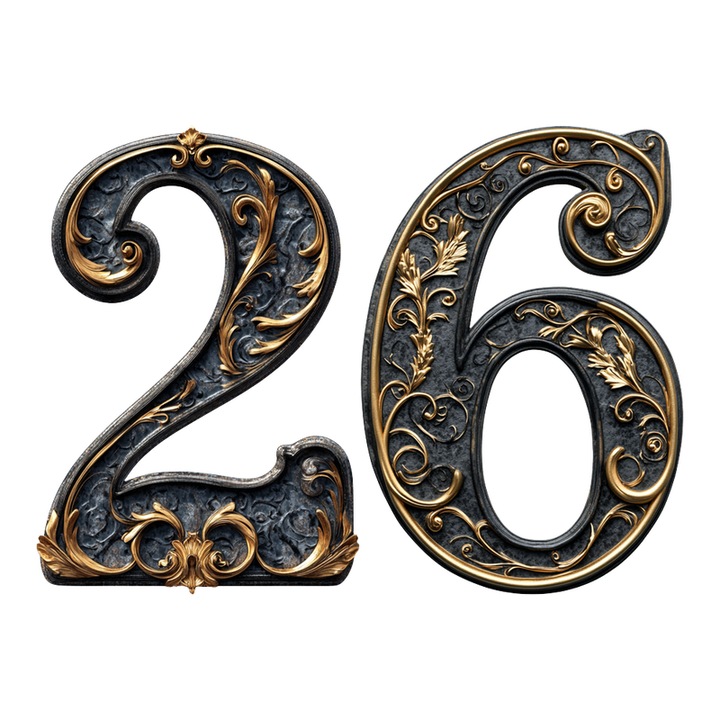 Numar cifra 26, Pentru casa, Efect 3D, Numere de usa, cutie postala, apartament, hotel, birou, camera, curte, cafenea, Autoadeziv, Cri-Flo, Culoare Negru, Inaltime 8 cm